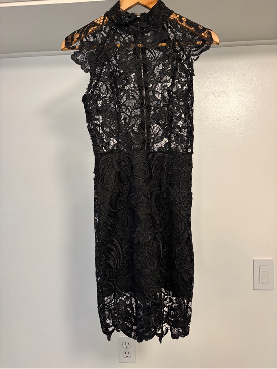 Xenia Boutique Dresses & Skirts - Xenia Boutique Black Lace Midi Dress with High Neck